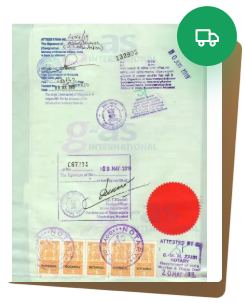 Original document returned with the Malaysia High Commission attestation stamp