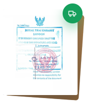 Original document returned with the Thailand Embassy attestation stamp