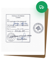 Original document returned with the Lebanon Embassy attestation stamp